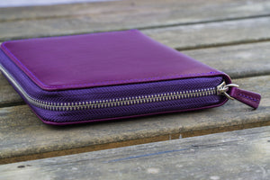 Leather Zippered 5 Slots Pen Case - Purple-Galen Leather